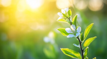 Poster - Delicate Blossom in Sunlight with Glowing Background in Nature : Generative AI