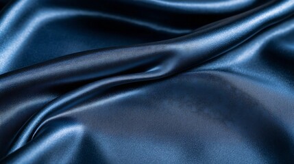 Leinwandbilder - Close-Up of Soft and Smooth Dark Blue Satin Fabric Textures : Generative AI