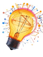 Leinwandbilder - Creative Light Bulb Design with Colorful Abstract Background Representing Innovation and Ideas : Generative AI