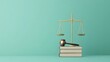 © pkproject - Scales of Justice Symbol with Law Books and Gavel on Wooden Surface