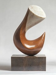 Leinwandbilder - Stylish Abstract Marble and Wood Sculpture on Display : Generative AI
