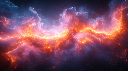 Wall Mural - A vibrant digital artwork showcasing a 360-degree cosmic nebula, symbolizing infinity, exploration, and the mysteries of the universe, with swirling colors and glowing celestial elements