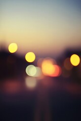 Leinwandbilder - Abstract urban background with blurred lights glowing in the evening sky creating a dreamy effect : Generative AI