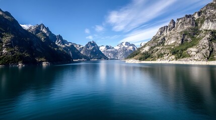 Wall Mural - Breathtaking View of a Mountainous Landscape Reflected in a Calm Lake : Generative AI