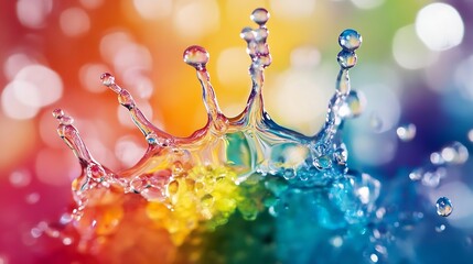 Poster - Colorful water splash with vibrant rainbow hues creating artistic abstract background : Generative AI