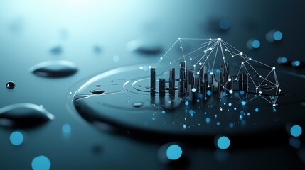 Wall Mural - an abstract representation of a cityscape transforming into a complex network of interconnected data