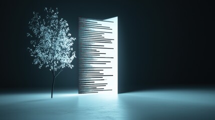 Wall Mural - a minimalist shot of a computer screen with only a few lines of elegant code visible, emphasizing th