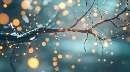 Wall Mural - a glowing, interconnected network of artificial neurons forming a brain like structure, representing