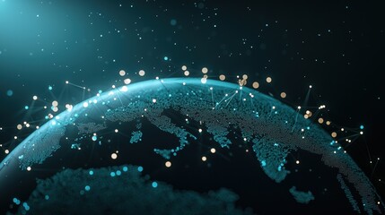 Wall Mural - an abstract representation of global connectivity with interconnected circles and glowing lines, sym