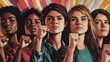 © Tatiana - Group of female activists showing fists in protest march, fighting for equality and empowerment