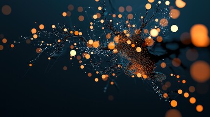 Wall Mural - an abstract representation of data visualized as a swirling galaxy of glowing particles, conveying t