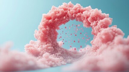 Wall Mural - an abstract representation of data flowing upwards into a swirling cloud formation, conveying the co