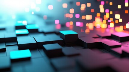 Wall Mural - an abstract representation of data encrypted as glowing geometric shapes, conveying the concept of s