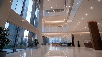 Leinwandbilder - Modern Bright Lobby Interior with Open Spaces and Natural Light : Generative AI
