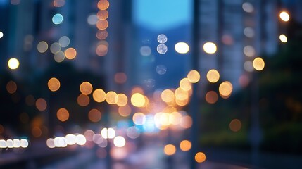 Poster - Beautiful Abstract Bokeh Background in Urban Setting with Soft Lights Creating Dreamy Atmosphere : Generative AI