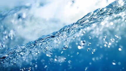 Fototapete - Beautiful Close Up of Splashes and Bubbles in Clear Water for Nature and Technology Themes : Generative AI