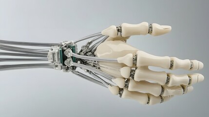 Poster - A Macro View of a Cyborg Finger Joint Showcasing the Fusion of Muscle like Actuators and Metal Tendons