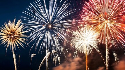 Aufkleber - Vibrant Colorful Fireworks Display Lighting Up the Night Sky on a Festival Night : Generative AI