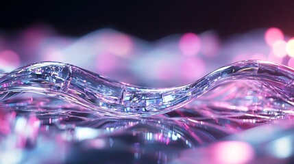 Poster - Abstract Glass Waves with Colorful Bokeh Effect Captured in Soft Focus Light : Generative AI