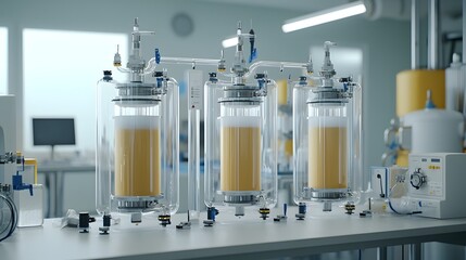 Poster - photo showcasing the process with the movement of components clearly visible through the transparent tubing  This image highlights the technical aspects of the process