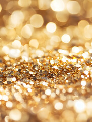 Poster - Luxurious Shimmering Bokeh of Golden Glitter for Festive Background : Generative AI