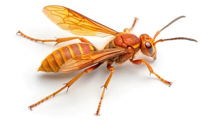 Golden Hornet: A detailed close-up of a vibrant hornet, showcasing its intricate features, golden hues, and powerful wings.