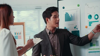 Poster - Professional colleagues reviewing marketing data, analyzing financial charts, collaborating on strategic growth plans, tracking company performance metrics