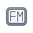 © Ydzv Dsgn - FM Letter Icon in a Rounded Rectangular Button Design with Blue Tint