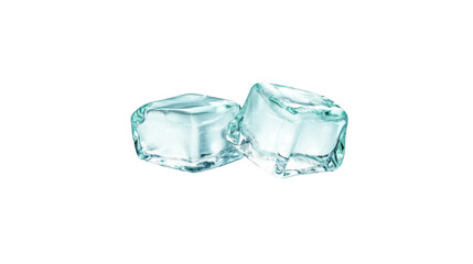 Wall Mural - two sparkling ice cubes on mysterious black background, study in contrast cool
