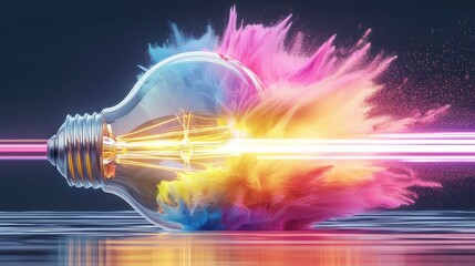 Poster - Bursting with Creativity A Vibrant Explosion of Innovative Ideas and Boundless Potential  This captivating image symbolizes the spark of creativity the power of imagination