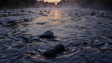 Poster - Golden River Sunrise