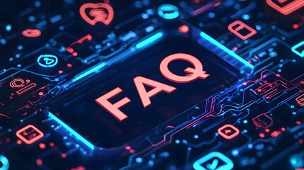 Sleek FAQ Layout with Encryption and Fingerprint Symbols