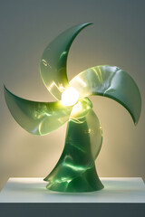 Leinwandbilder - Elegant Green Abstract Sculpture Illuminated by Light for Modern Artistic Inspiration : Generative AI