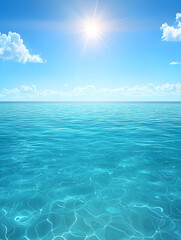 tranquil ocean view under a bright sun