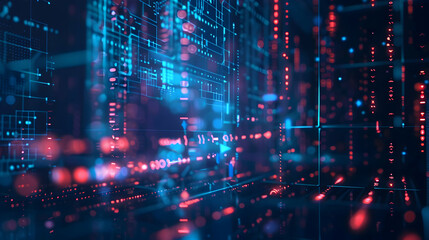 Wall Mural - abstract digital data visualization with glowing lines and nodes in a futuristic environment (1)