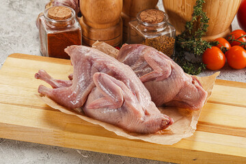 Poster - Raw gurmet quail bird preparation