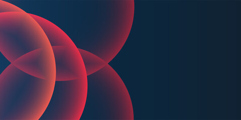 Wall Mural - dark blue background, header or banner design with large red and purple overlaying globes, bubbles p