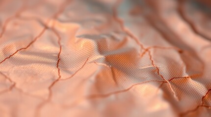 Close-up reveals the delicate net pattern and subtle wrinkles of a soft beige fabric.