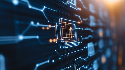 Wall Mural - digital circuitry: a vibrant depiction of interconnected circuits, glowing with electric currents, i
