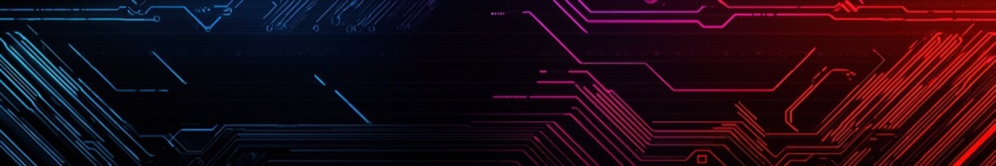 Leinwandbilder - Abstract Technology Background with Neon Lines and Circuit Patterns