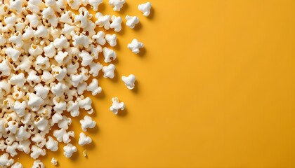 Wall Mural - Popcorn scattered on a bright background