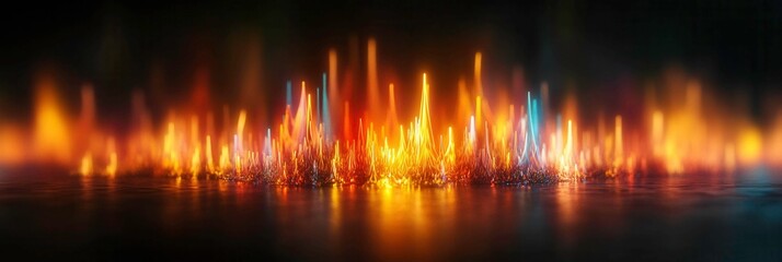 Sticker - Vibrant Abstract Background with Glowing Flames and Colorful Light Effects