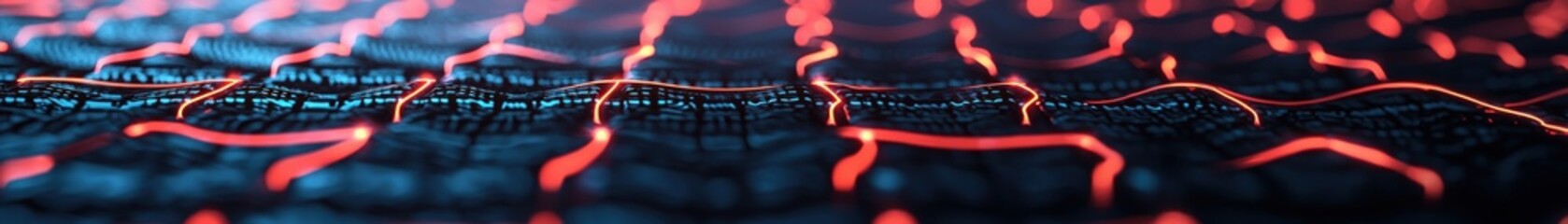 Leinwandbilder - Abstract futuristic pattern with glowing red lines on black background