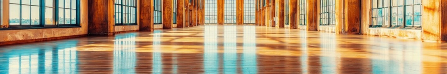 Poster - Spacious and Bright Interior with Large Windows and Wooden Floors