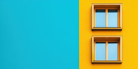 Aufkleber - Bright Modern Architecture with Colorful Facade and Windows
