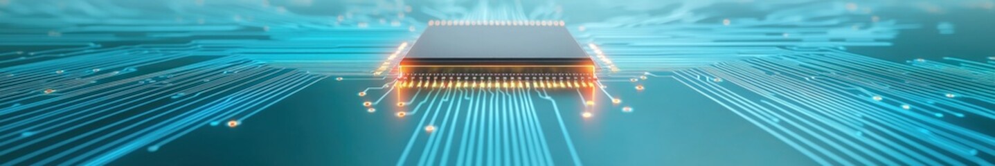 Leinwandbilder - Modern Microchip Design with Circuit Board and Digital Connections