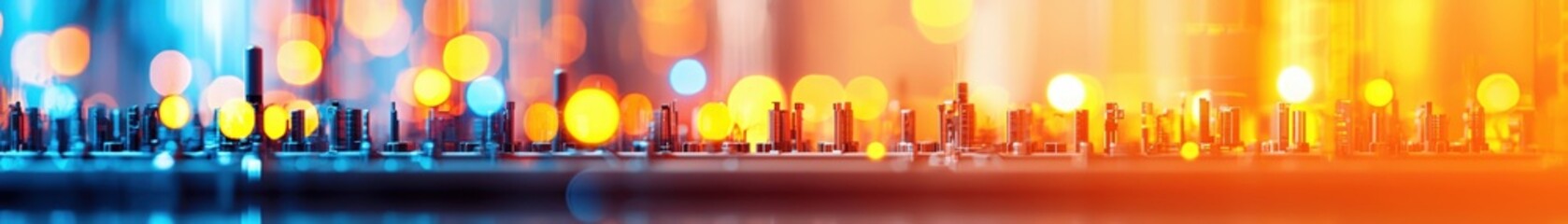 Poster - Vibrant Cityscape at Night Bokeh Lights Abstract Background Image