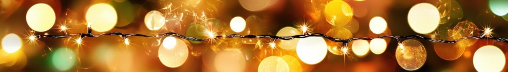 Fototapete - Colorful Twinkling Lights on a String with a Soft Bokeh Background