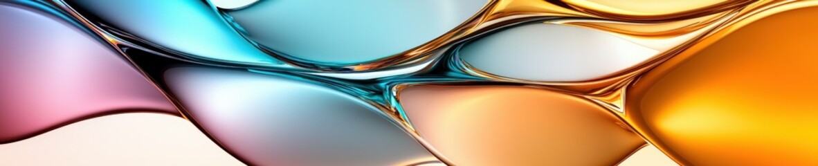 Poster - Colorful Abstract Fluid Shapes in Brown and Blue Shades