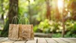 © Rozie - Brown Paper Bags in Natural Light on Rustic Wooden Table